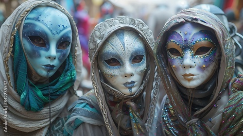 cosmic masquerade where beings from across the universe don masks and costumes to mingle with aliens androids and extradimensional entities in a celebration of diversity and imagination photo