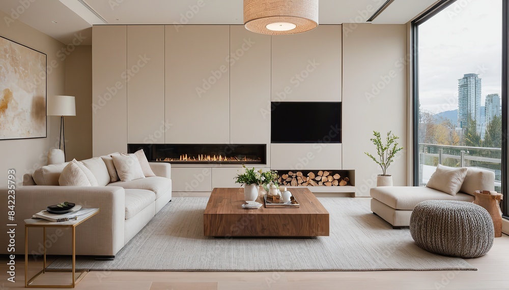 Exquisite living area in a newly built luxurious contemporary house Showcasing high arched ceilings Exquisite living area in a newly built luxurious contemporary house Showcasing high arched ceilings