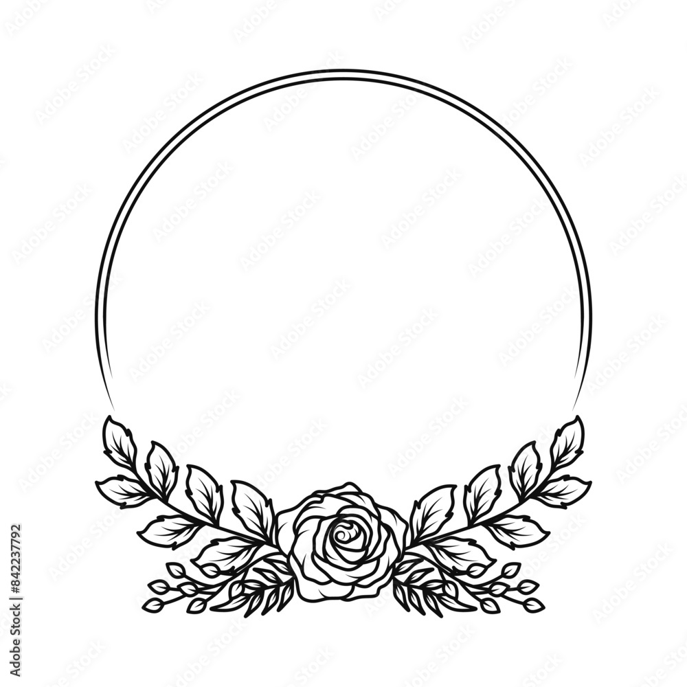 Flower circle frame border. invitation border Flower circle frame border. invitation border