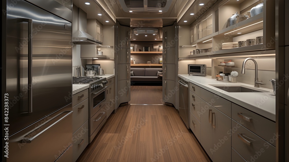 Photo & Art Print Efficient galley kitchen with smart storage solutions