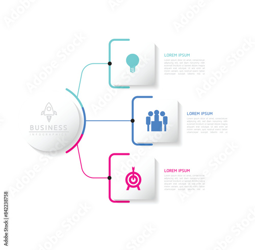 Vector infographic business presentation template connected with 3 options