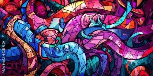Wallpaper Mural Vibrant Painting of Blue Organism in Nature Torontodigital.ca