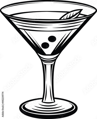 martini glass with olives illustration