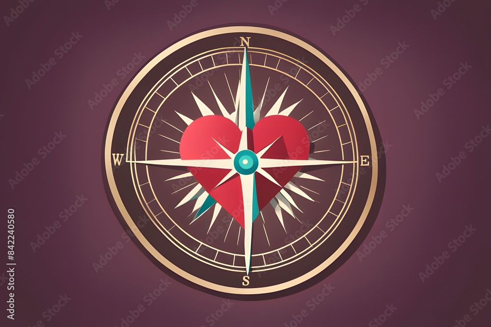Create a vector art piece of a compass with a heart at its center, symbolizing how love guides us in the right direction. - vector art Create a vector art piece of a compass with a heart at its center, symbolizing how love guides us in the right direction. - vector art
