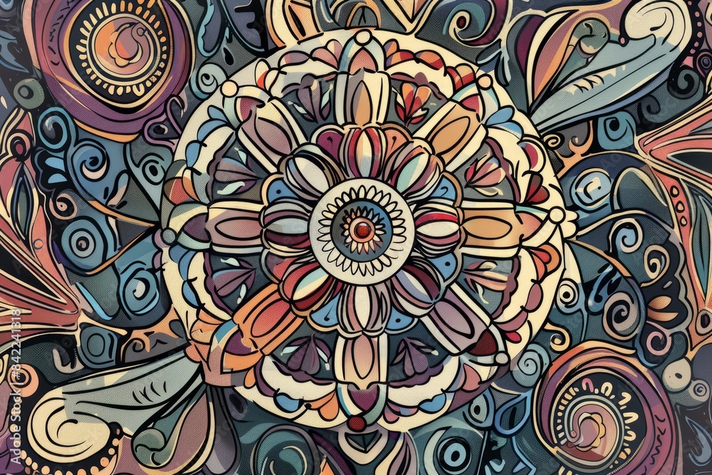 Cartoon cute doodles of intricate mandalas with swirling patterns and delicate details, Generative AI Cartoon cute doodles of intricate mandalas with swirling patterns and delicate details, Generative AI