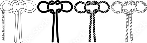 Tom fool's knot rope Knot icon set