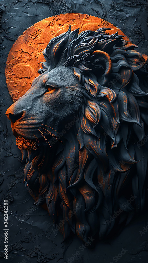 3d rendered logo of a lion illustrated on black background made with generative AI 3d rendered logo of a lion illustrated on black background made with generative AI