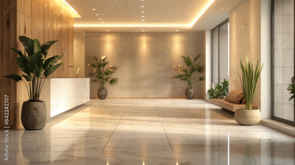 Fototapeta premium Luxurious Interior Lobby With Green Plants