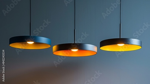 Wallpaper Mural Three modern pendant lamps in minimalist interior Torontodigital.ca