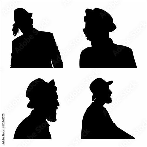Collection of silhouettes of men wearing fedora hats