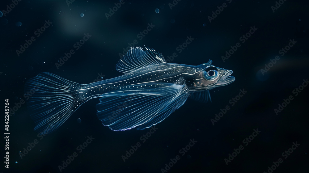 Lanternfish swimming in the depths of the sea, the soft light emitted by the lanternfish illuminates the darkness of the sea, producing a mysterious and amazing atmosph, Ai generated Images Lanternfish swimming in the depths of the sea, the soft light emitted by the lanternfish illuminates the darkness of the sea, producing a mysterious and amazing atmosph, Ai generated Images