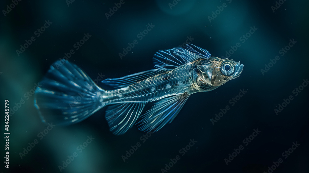 Lanternfish swimming in the depths of the sea, the soft light emitted by the lanternfish illuminates the darkness of the sea, producing a mysterious and amazing atmosph, Ai generated Images Lanternfish swimming in the depths of the sea, the soft light emitted by the lanternfish illuminates the darkness of the sea, producing a mysterious and amazing atmosph, Ai generated Images