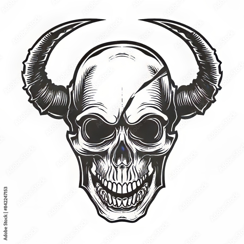 Naklejka premium skull demonic on white