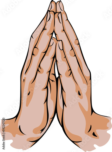 Pray hands, symbol of prayer, religion faith, church, hope. Graphic icon, no background illustration
