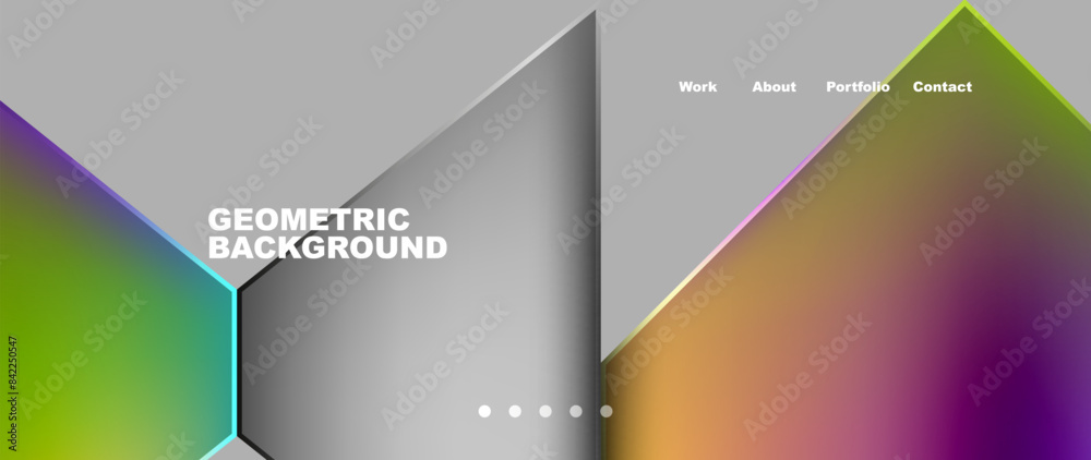 Metal triangles with colorful bright triangles. Geometric modern minimalist design template Metal triangles with colorful bright triangles. Geometric modern minimalist design template