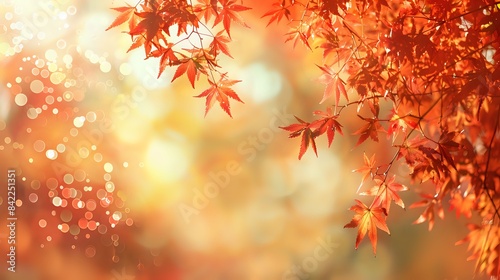 Beautiful Autumn Leaves Glowing in Warm Sunlight