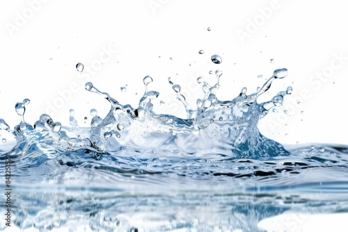 Splash of water in the air on white background for travel and beauty conceptcardcontent