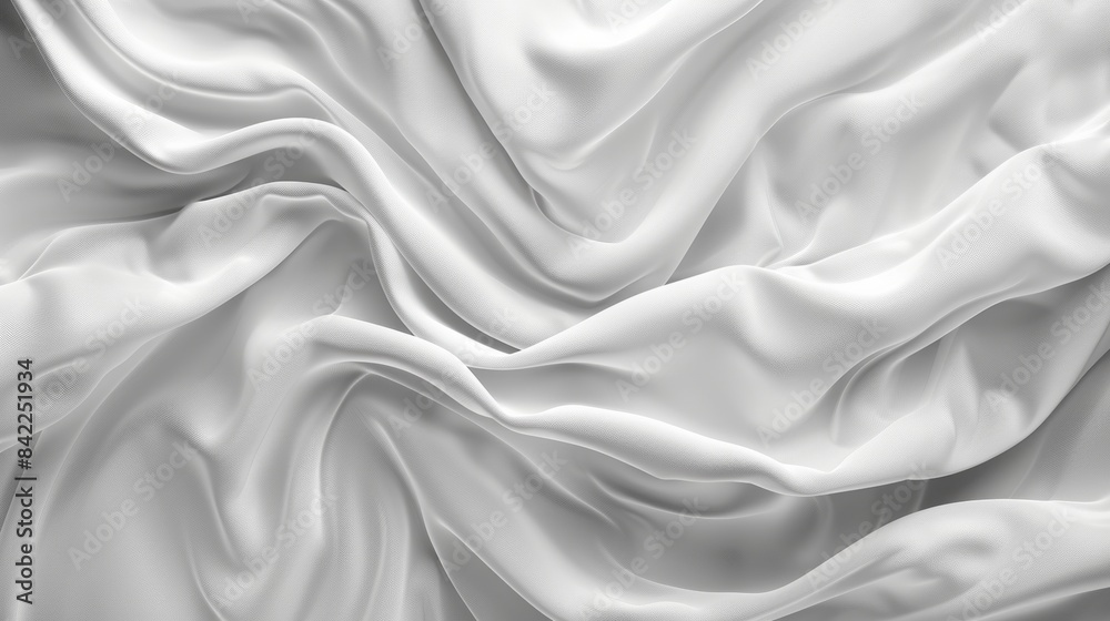 Obraz premium Smooth, flowing white silk fabric with intricate folds.