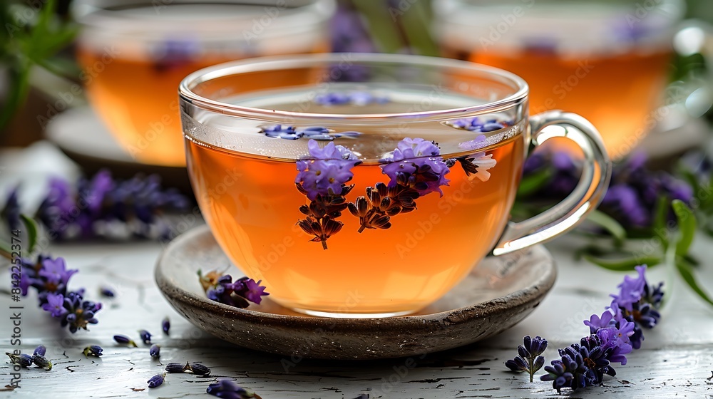 soothing cup of chamomilelavender tea cut out on an isolated simple minimalist background soothing cup of chamomilelavender tea cut out on an isolated simple minimalist background