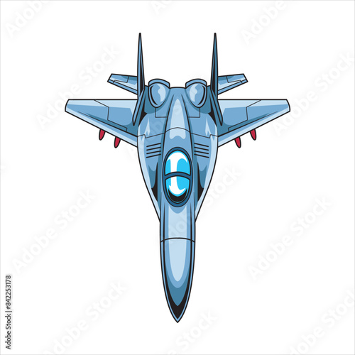 Vector Illustration of Fighter Jet with Vintage Illustration
