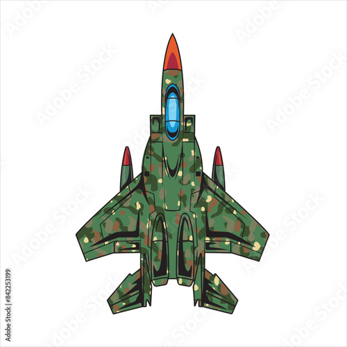 Vector Illustration of Army Jet with Vintage Illustration