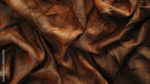 The brown fabric s texture and design are utilized as the backdrop photo