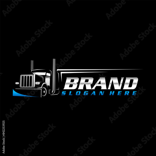 truck logo template design illustration black background