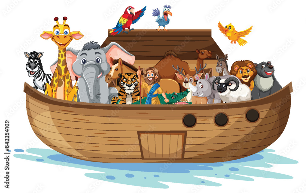 Obraz premium Various animals together on a boat