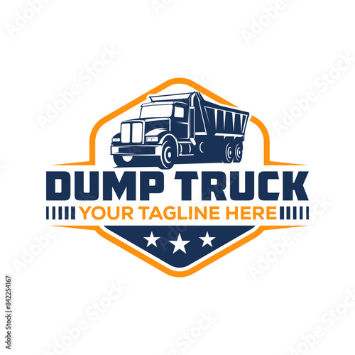 Dump truck company logo. Trucking logo vector template