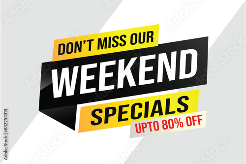 weekend specials word concept vector illustration and 3d style, landing page, template, ui, web, mobile app, poster, banner, flyer, background, gift card, coupon, label, wallpaper

