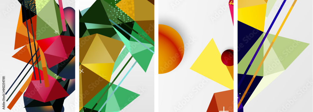 Geometric elements in abstract poster composition set. Vector illustration For Wallpaper, Banner, Background, Card, Book Illustration, landing page Geometric elements in abstract poster composition set. Vector illustration For Wallpaper, Banner, Background, Card, Book Illustration, landing page