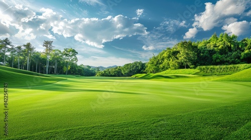 Golf course s lovely green grass design photo