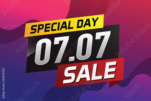 7.7 Special day sale word concept vector illustration with ribbon and 3d style for use landing page, template, ui, web, mobile app, poster, banner, flyer, background, gift card, coupon

