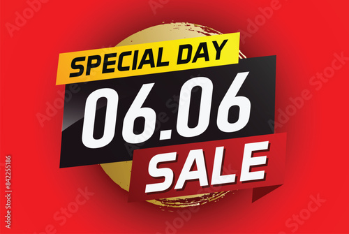 6.6 Special day sale word concept vector illustration with ribbon and 3d style for use landing page, template, ui, web, mobile app, poster, banner, flyer, background, gift card, coupon

