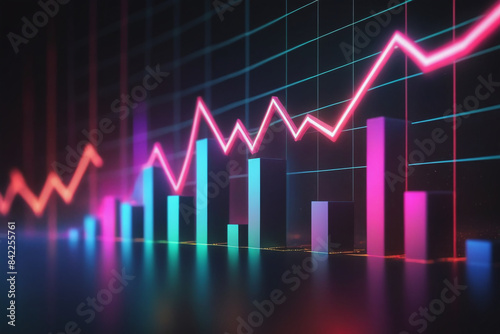 Stock market 3D graph background. Global Stock market futuristic graph design concept. Cryptocurrency background. AI generated © Sajid