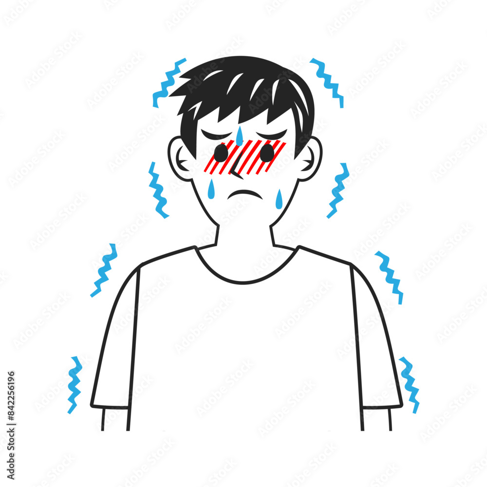 発熱して震える男性。シンプルなベクターイラスト。
Shivering with fever man. Simple vector illustration. 発熱して震える男性。シンプルなベクターイラスト。
Shivering with fever man. Simple vector illustration.