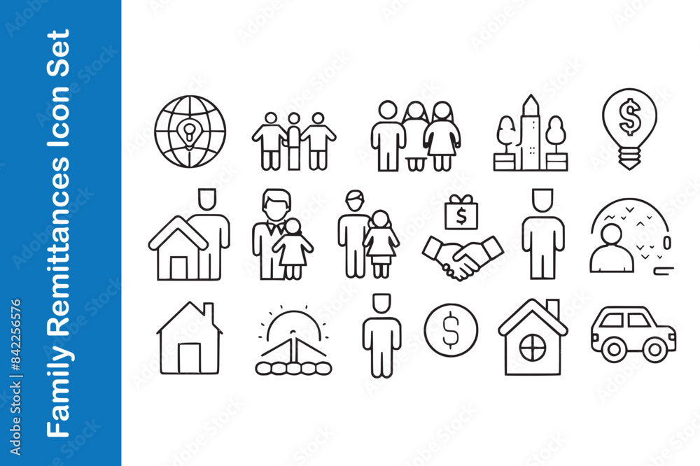 Family remittances icon set Family remittances icon set