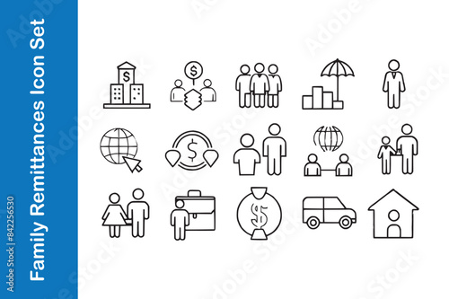 Family remittances icon set