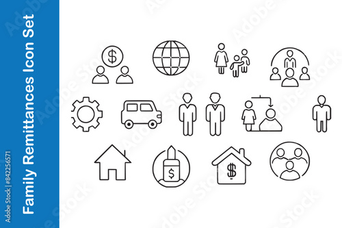 Family remittances icon set