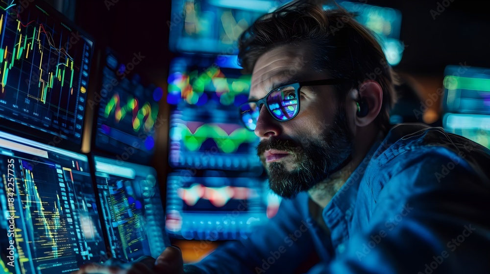 Finance Business Analyst Reading Charts Analyzing Data Using Technology (Generative AI) Finance Business Analyst Reading Charts Analyzing Data Using Technology (Generative AI)