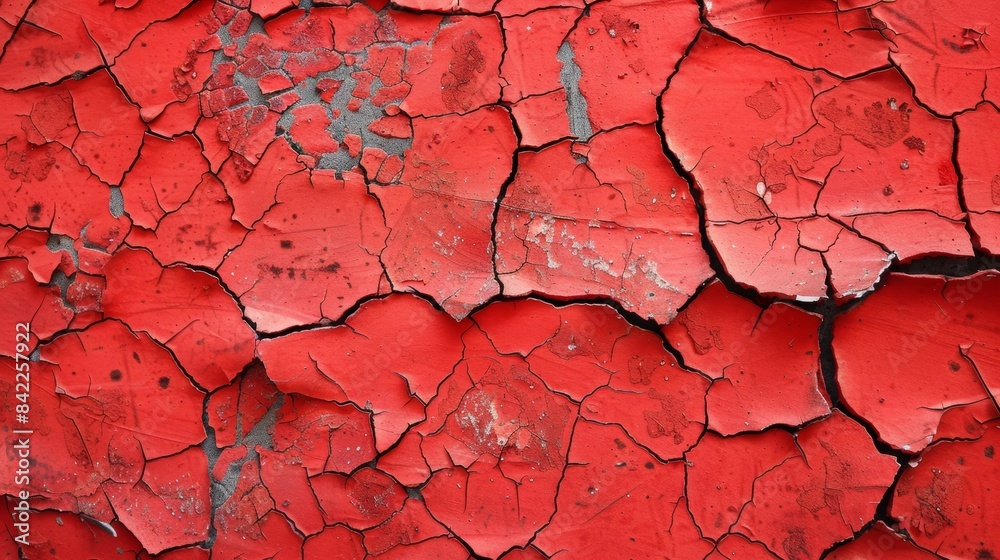 Red background with cracks, flat lay, top view, Red background with cracks, flat lay, top view,