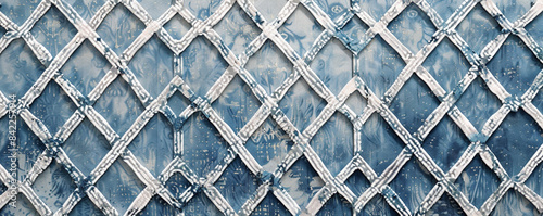 Intricate lattice work creates an elegant geometric textile design.