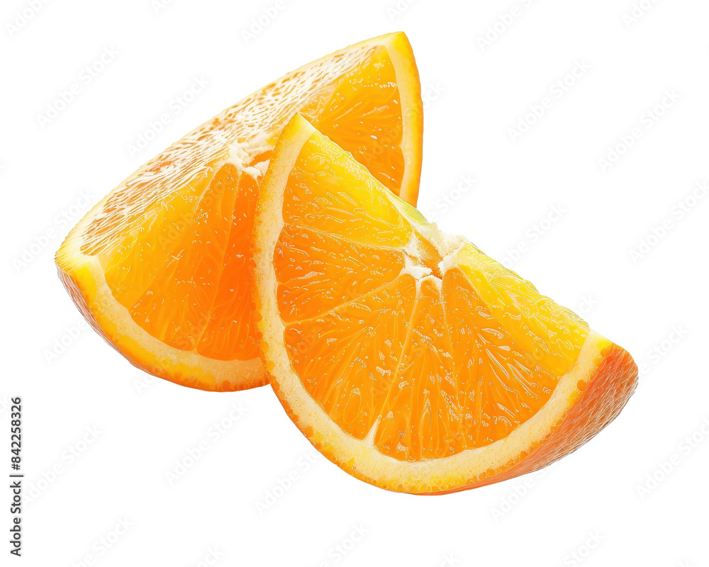 Fresh orange slices on white background. Perfect for food, health, and lifestyle concepts. High-resolution and vibrant color. Fresh orange slices on white background. Perfect for food, health, and lifestyle concepts. High-resolution and vibrant color.