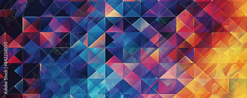 Intricate multicolored halftone triangles.