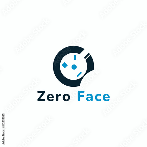 The logo combines the number zero and a unique face. Suitable for technology businesses.