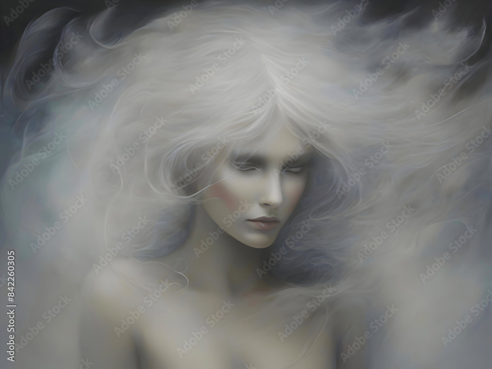 Girl in Enchanting Realm Murky Fog Art