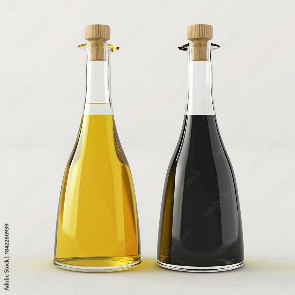 Oil and vinegar liquid glass bottle kitchenware cartoon illustration