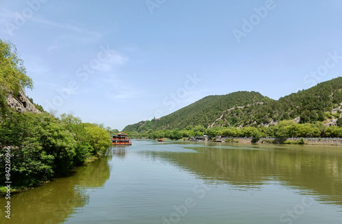 China, Luoyang, Longmen Grottoes, river bank near the grottoes 