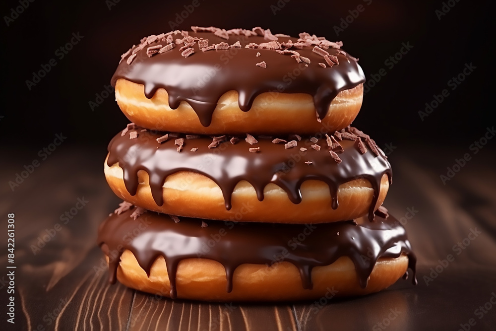 Stack of donuts with chocolate icing isolated on white Background Stack of donuts with chocolate icing isolated on white Background