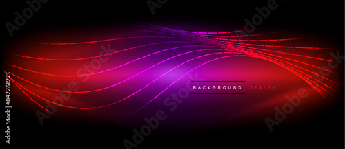 Neon wave lines with blend effect. Vector Illustration For Wallpaper, Banner, Background, Card, Book Illustration, landing page